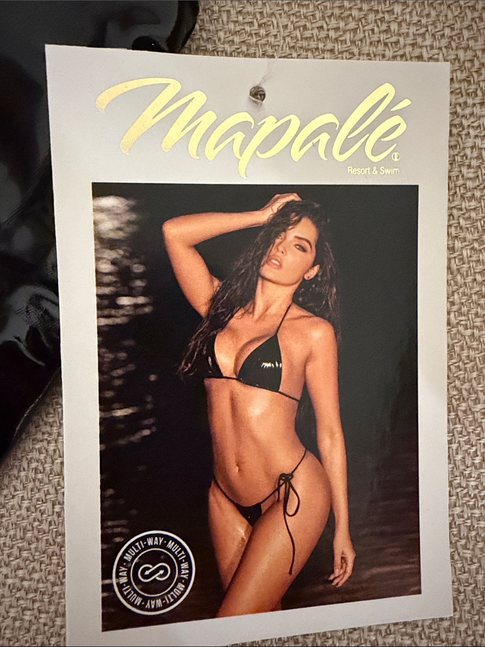 Glossy Black String Triangle Bikini Set - Picture 5 of 5